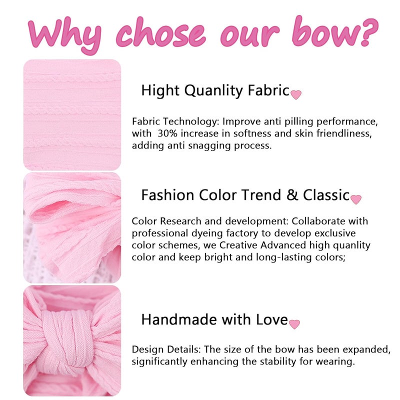 LemonSpace Store Handmade Baby Girls Headbands Soft Stretchy Nylon Hair Bands Hair Accessories with Bows for Newborn Baby Girls Infant Toddlers Kids - Image 3